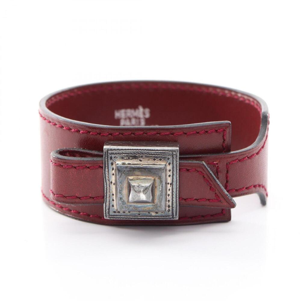 HERMES Red Leather Bracelet
